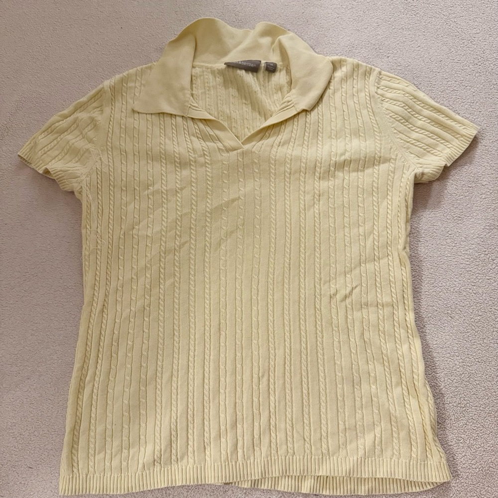 Croft & Barrow Light Yellow Short Sleeve Knit Top